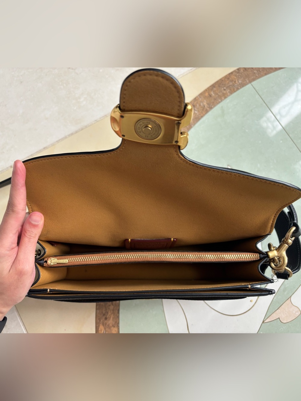 Coach Tabby 26 Black Leather Shoulder Bag with Gold 'C' Accent - Picture 3 of 6
